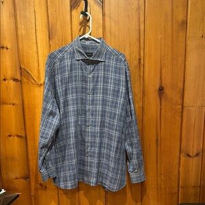 Ermenegildo Zegna Men’s Plaid Long Sleeved Button Down Dress Shirt Size 3XL